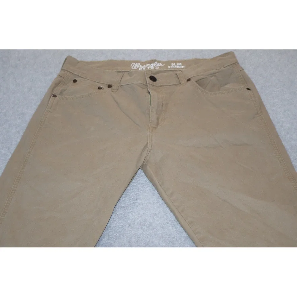 Wrangler Western Retro Slim Straight Men 32x34 Tan Chino Pants Cowboy